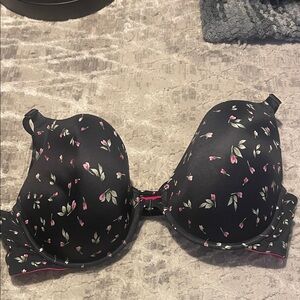 Floral Black Bra Front Clasp 42DD